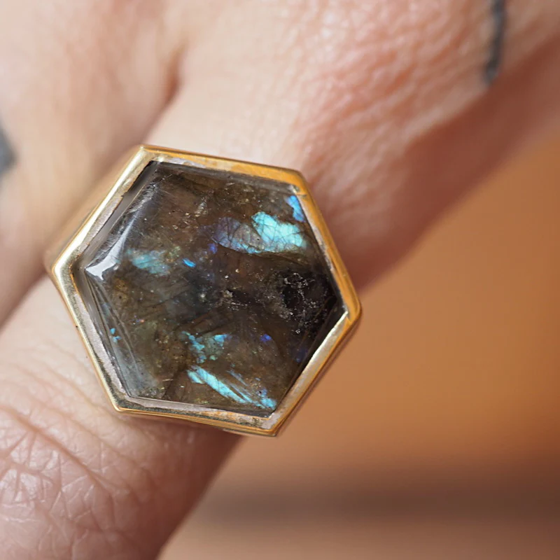 A Galaxy in the Sky Labradorite Hexagon Ring - Image 3