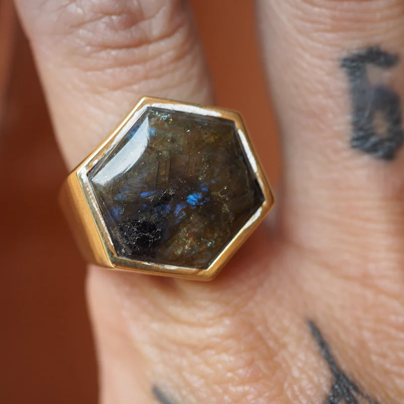 A Galaxy in the Sky Labradorite Hexagon Ring - Image 4