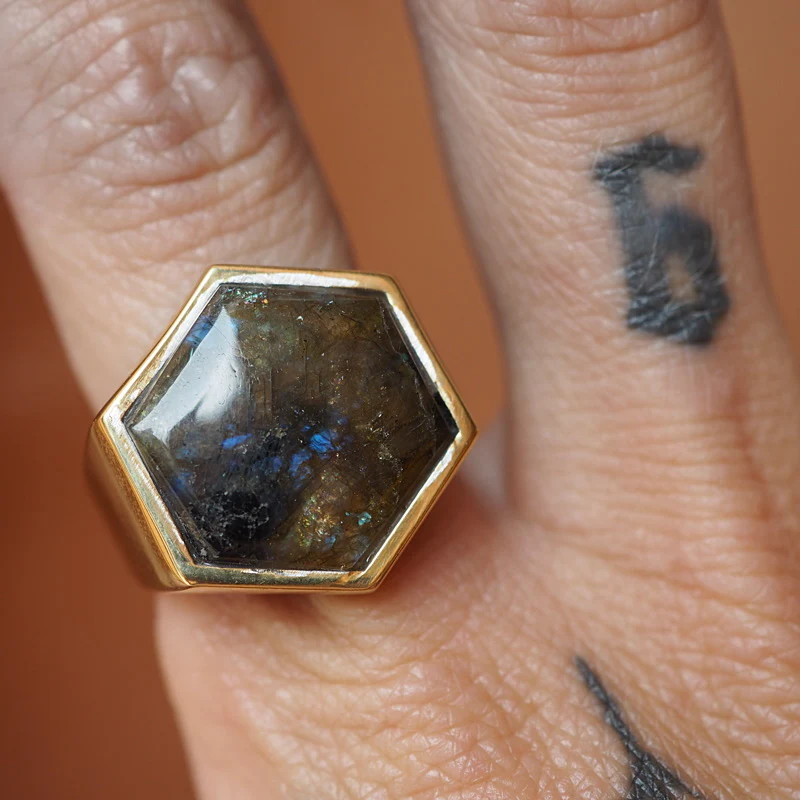 A Galaxy in the Sky Labradorite Hexagon Ring - Image 6