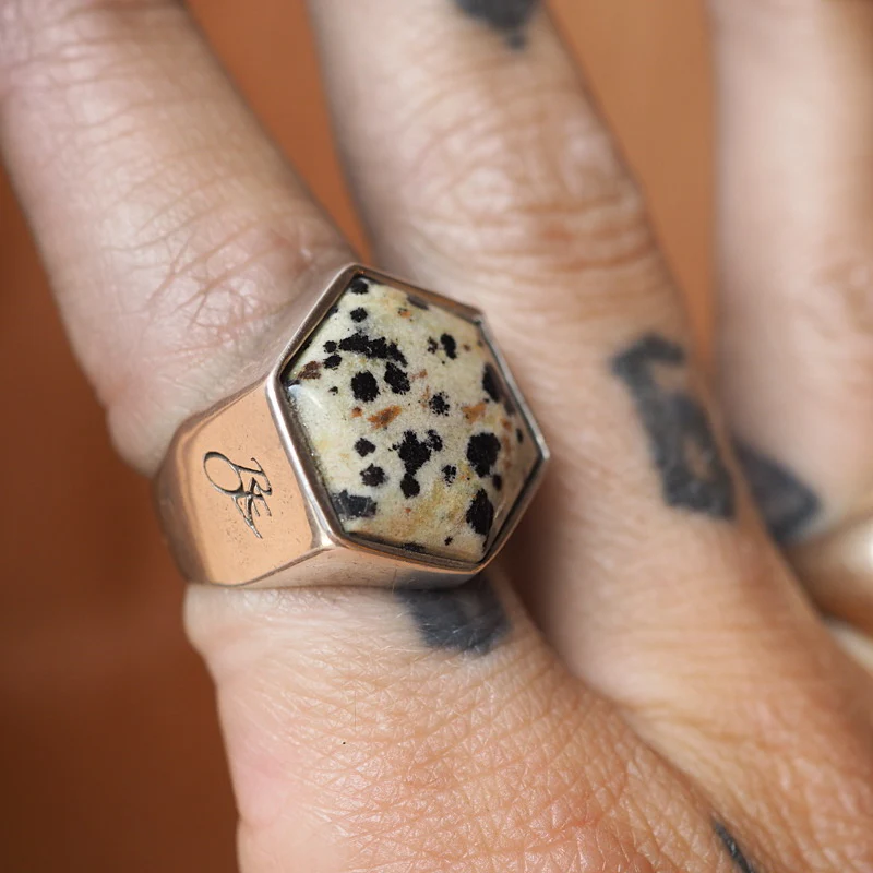 Dalmatian Jasper Hexagon Ring - Image 2