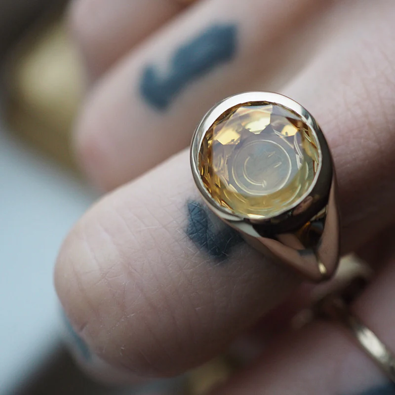 Intaglio Smiley Citrine Ring - Image 2