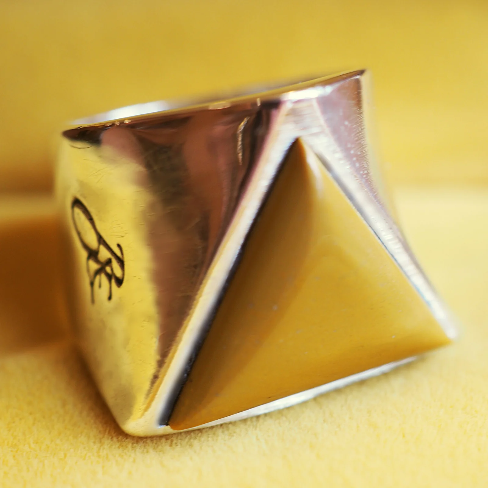Mellow Yellow Mustard Jasper Triangle Ring