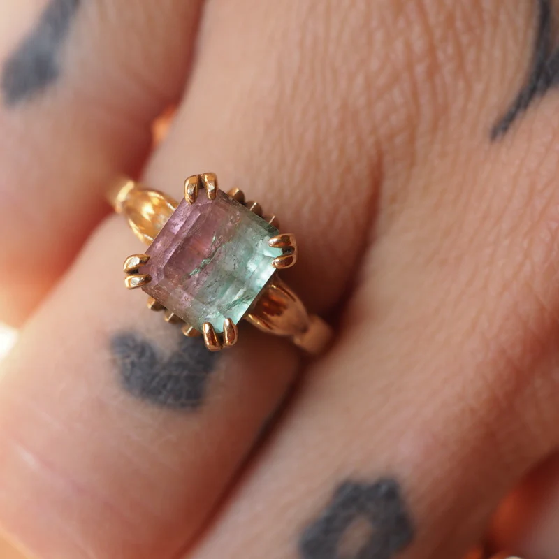 Pastel Tourmaline Art Deco Ring - Image 2