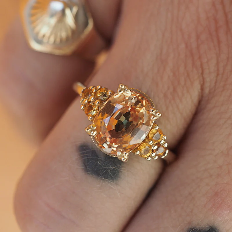 Peach Sapphires Ring - Image 2