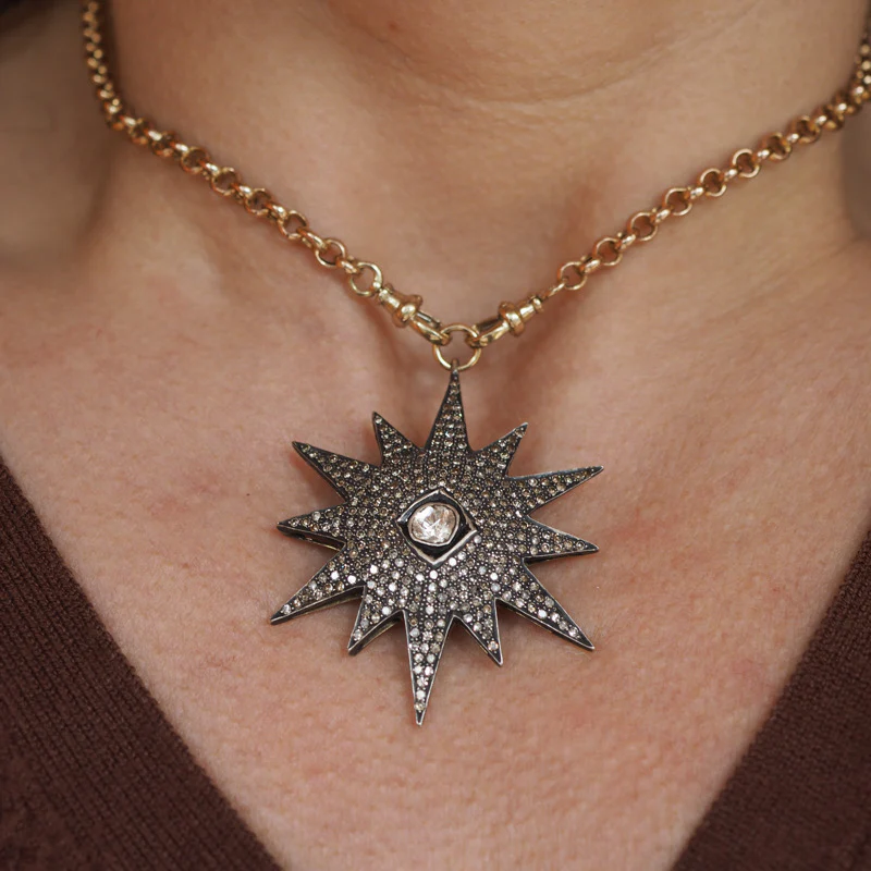 Polki Diamond North Star Necklace - Image 3