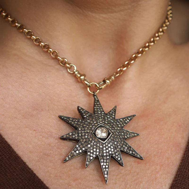 Polki Diamond North Star Necklace - Image 4