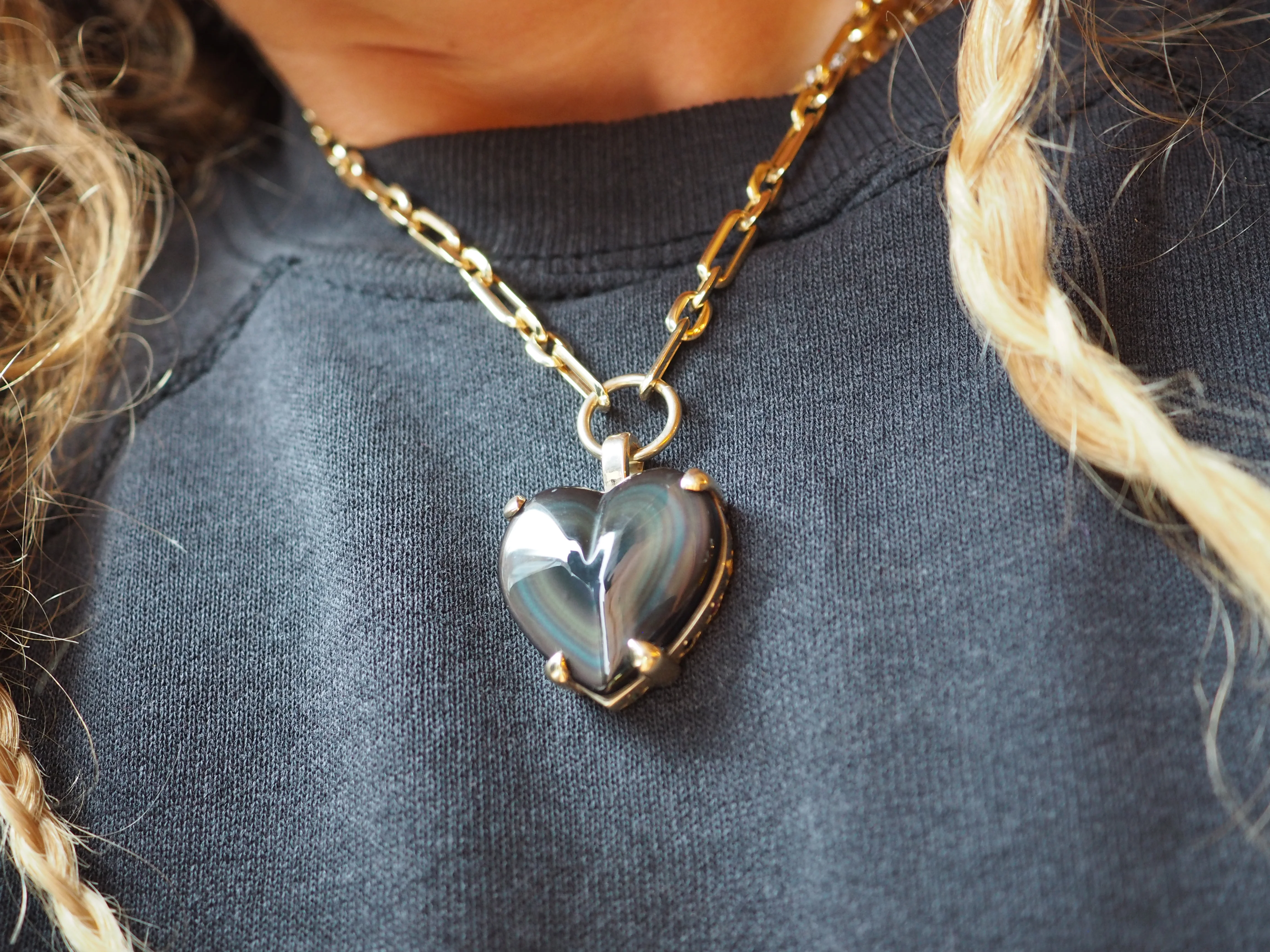 Rainbow Obsidian Heart Necklace - Image 10