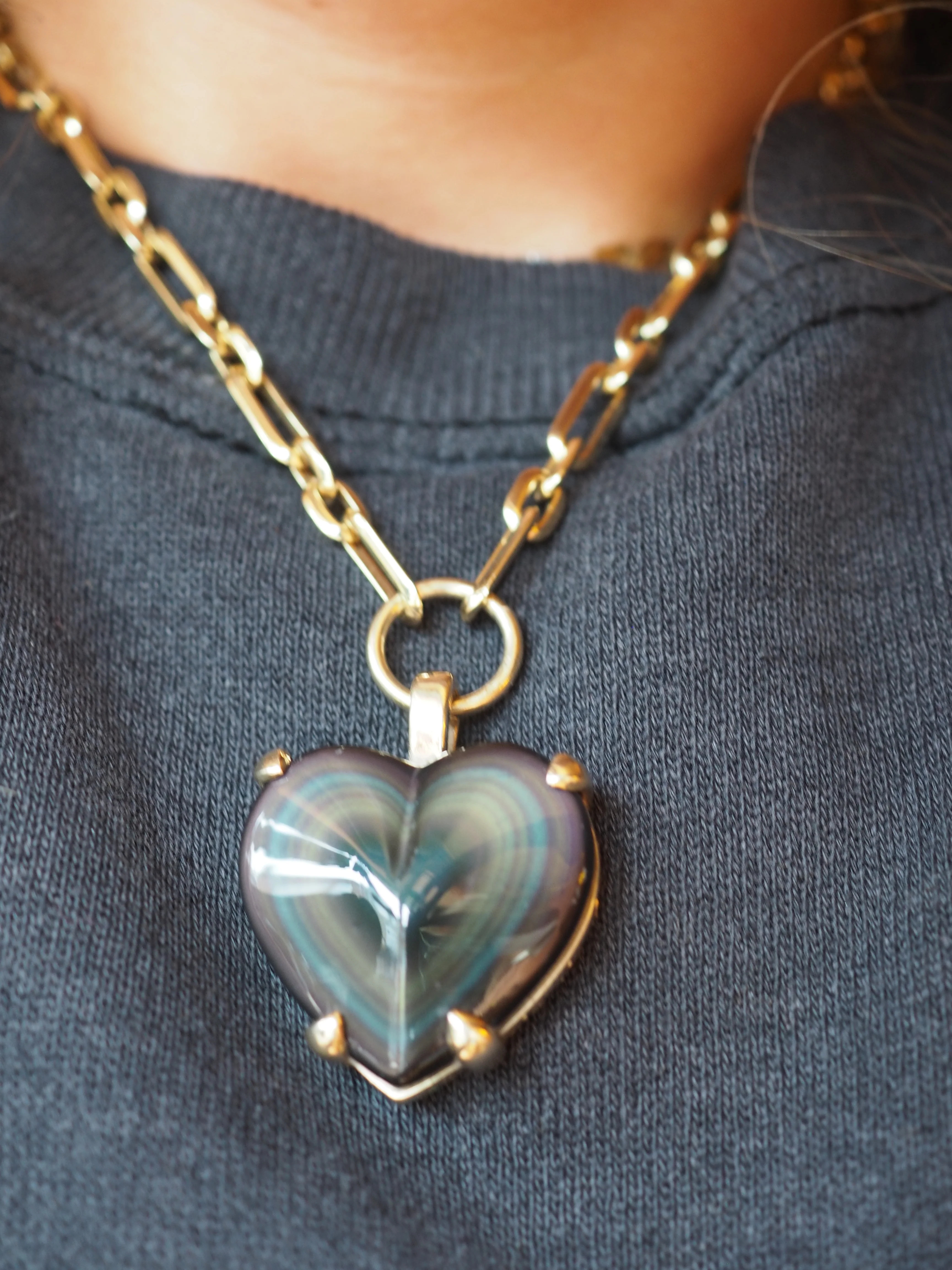 Rainbow Obsidian Heart Necklace - Image 12
