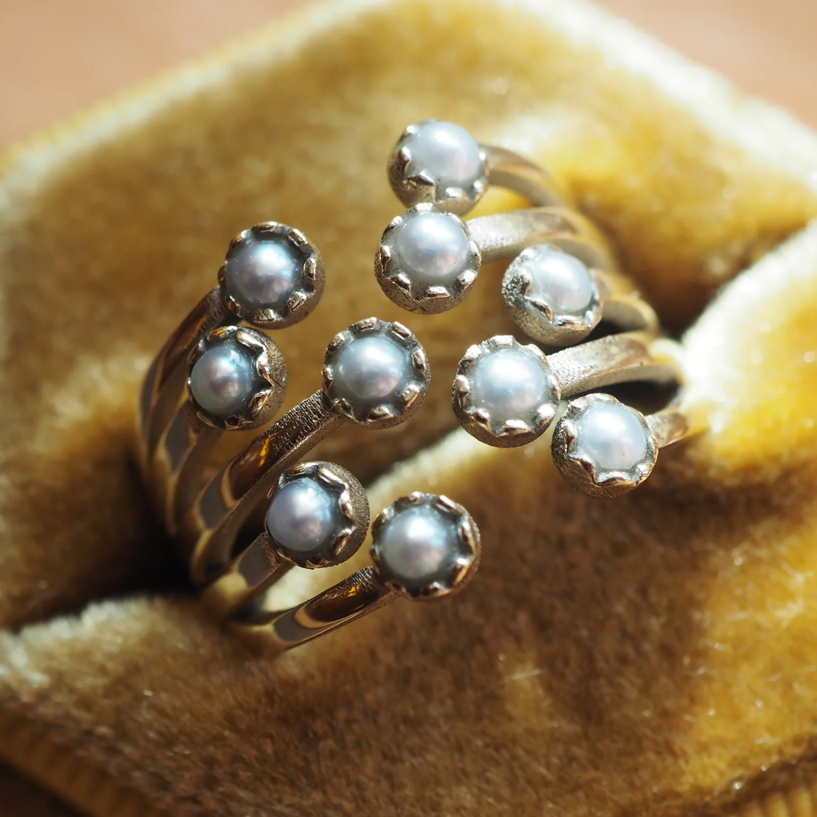 Seed Pearls Seaweed Ring