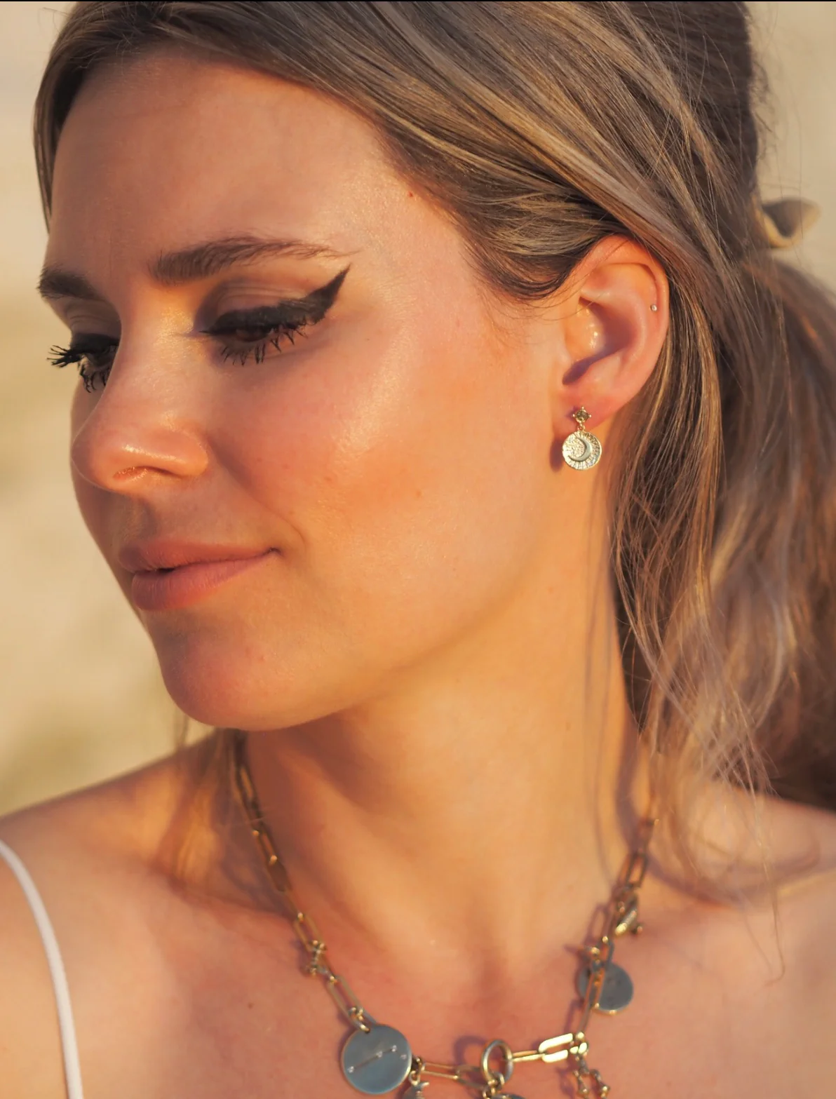 Sun & Moon Disc Drop Earrings - Image 3