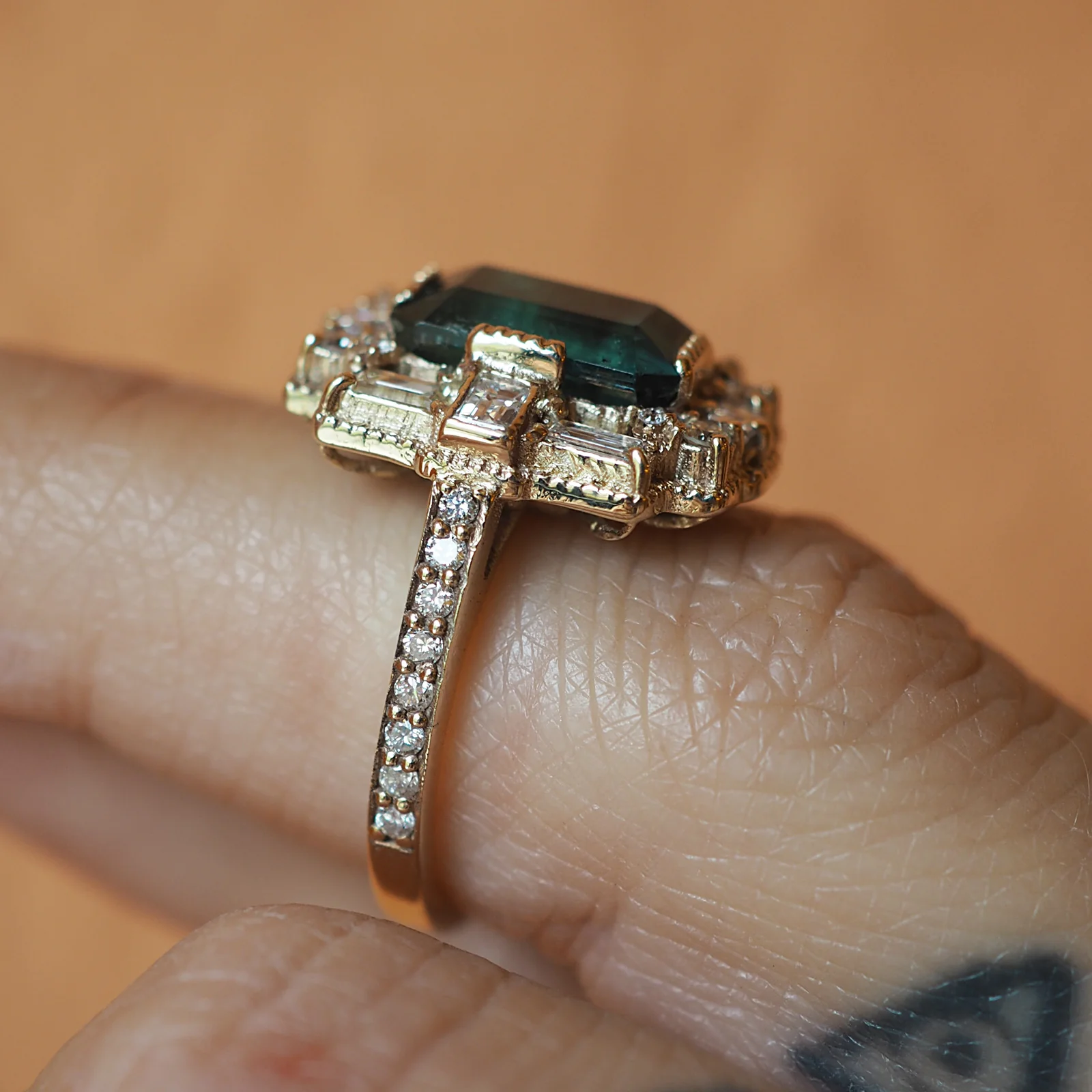 Tourmaline & Diamond Art Deco Ring - Image 5