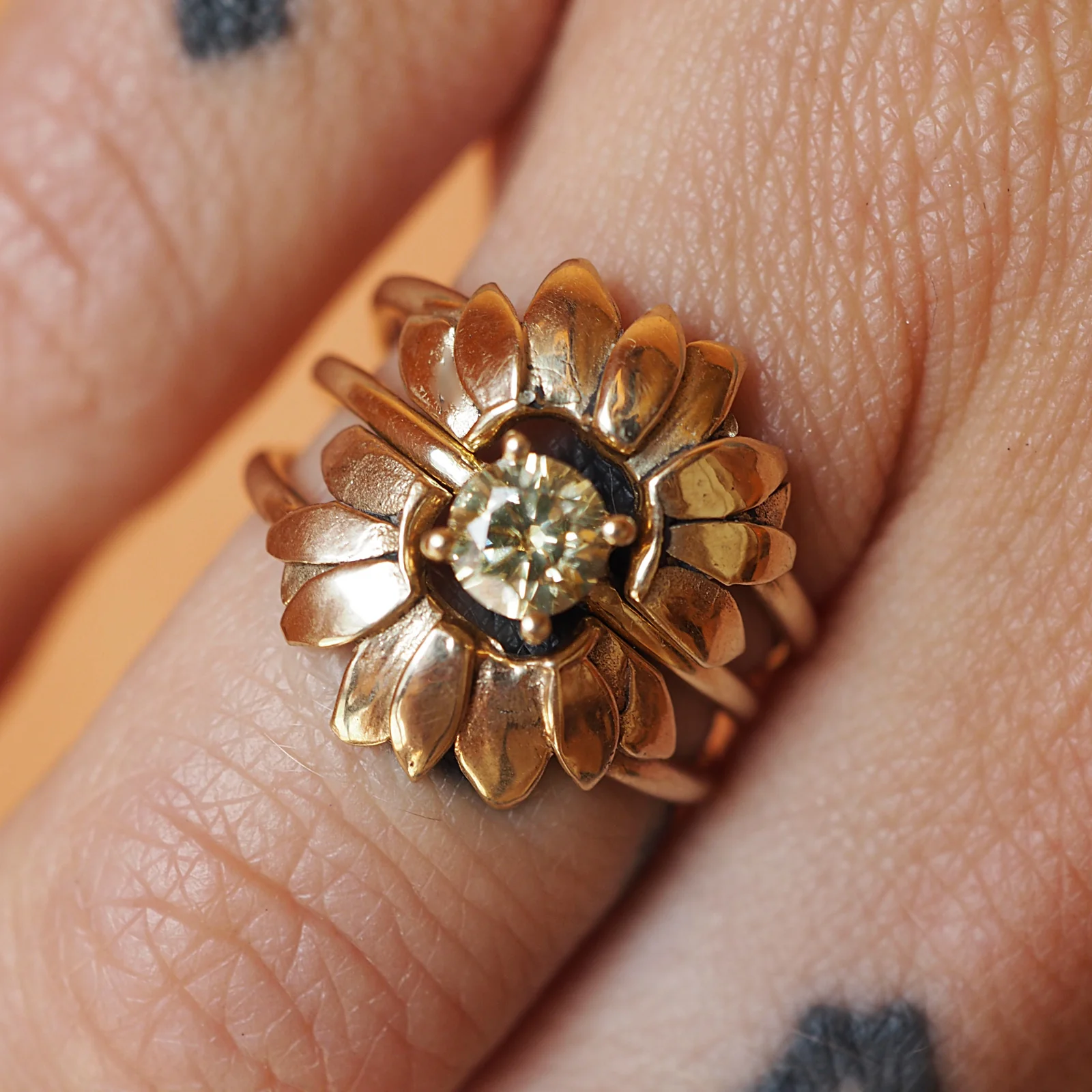 Diamond Triple Stack Sunflower Ring - Image 2