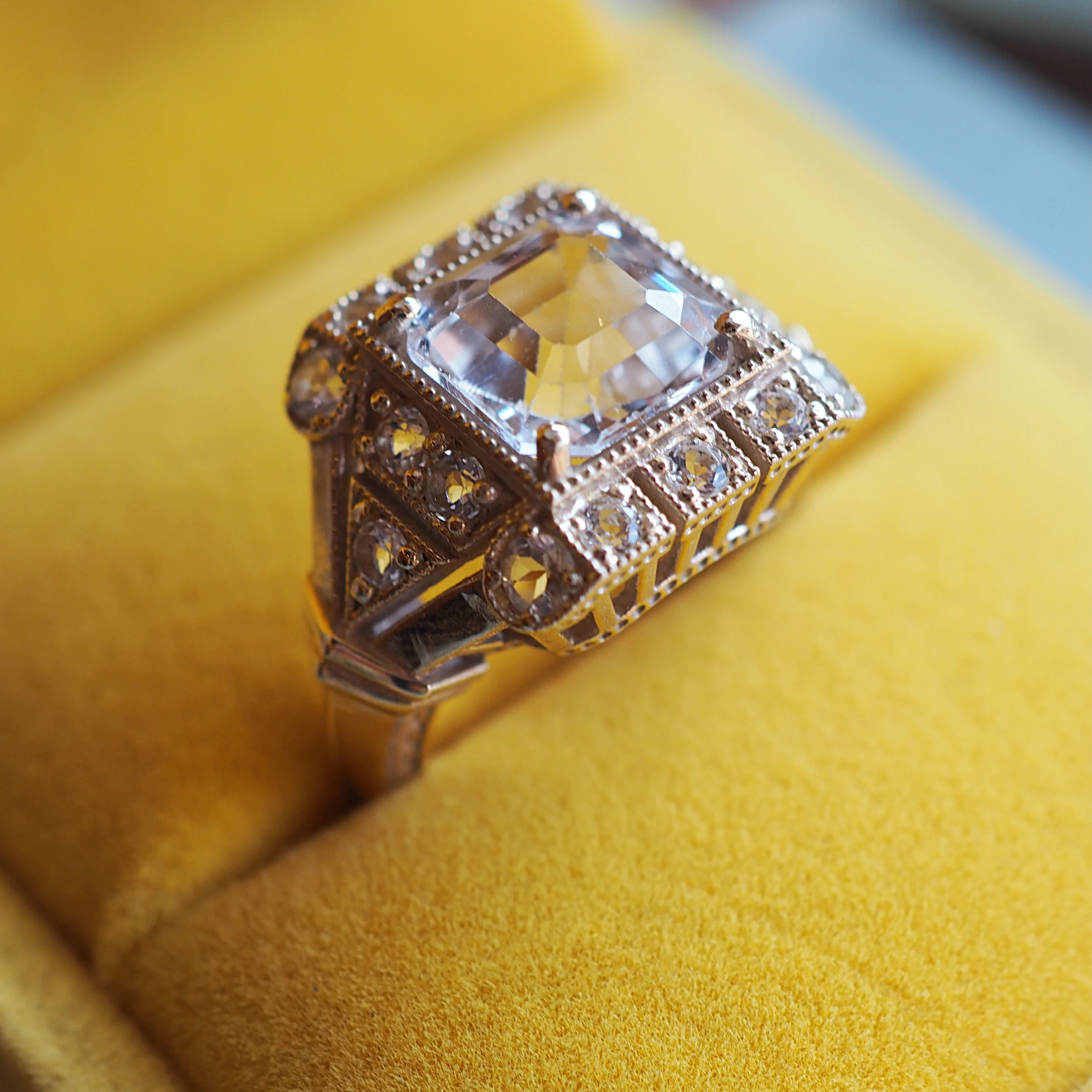 White Topaz Art Deco Ring - Image 2