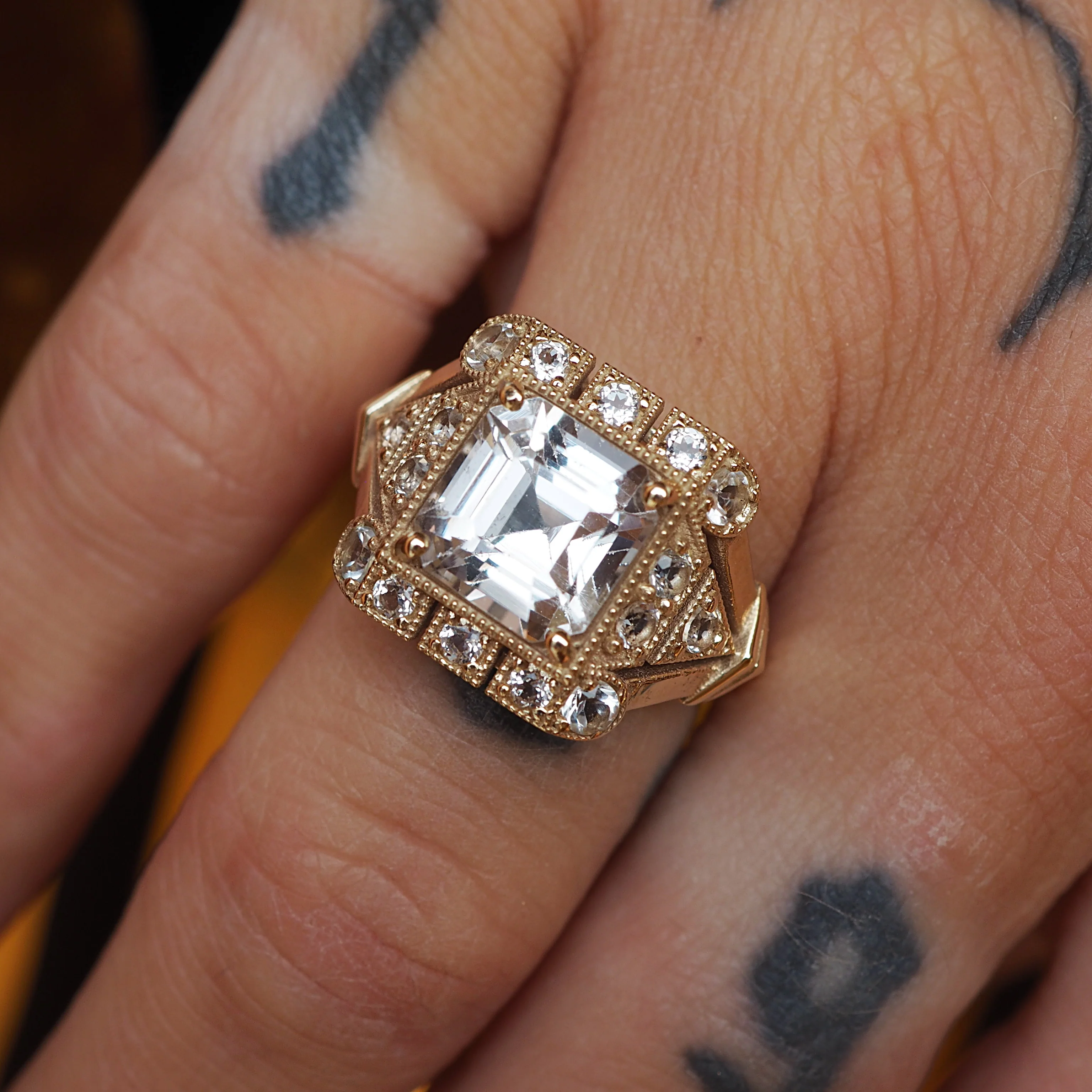 White Topaz Art Deco Ring - Image 3