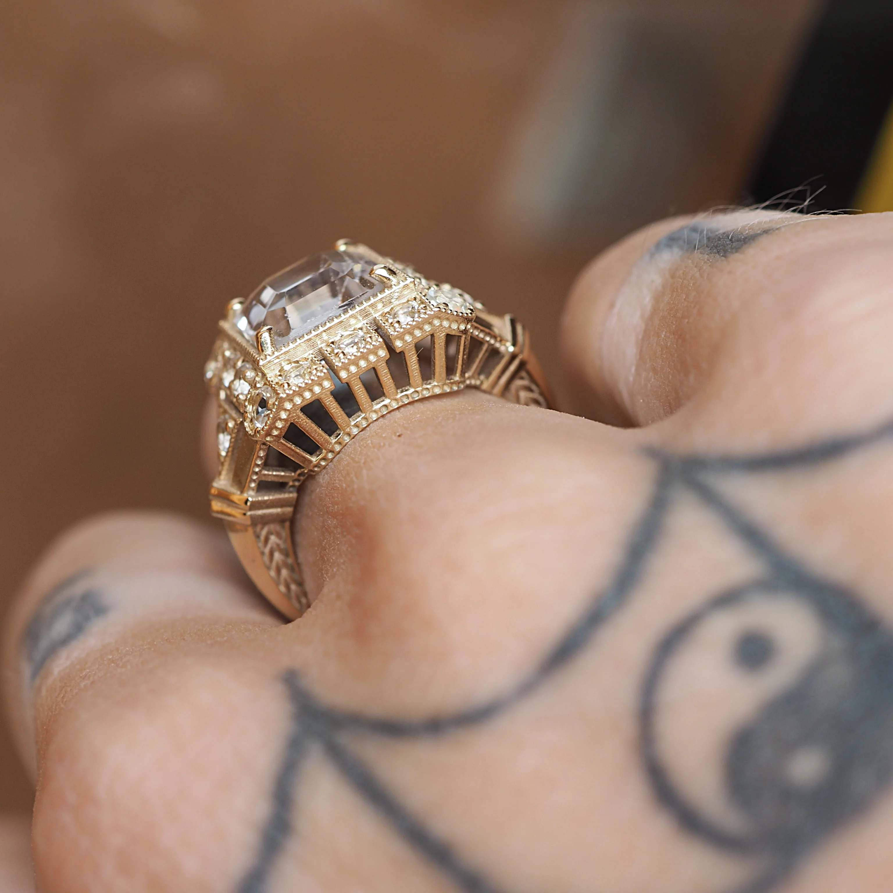 White Topaz Art Deco Ring - Image 5