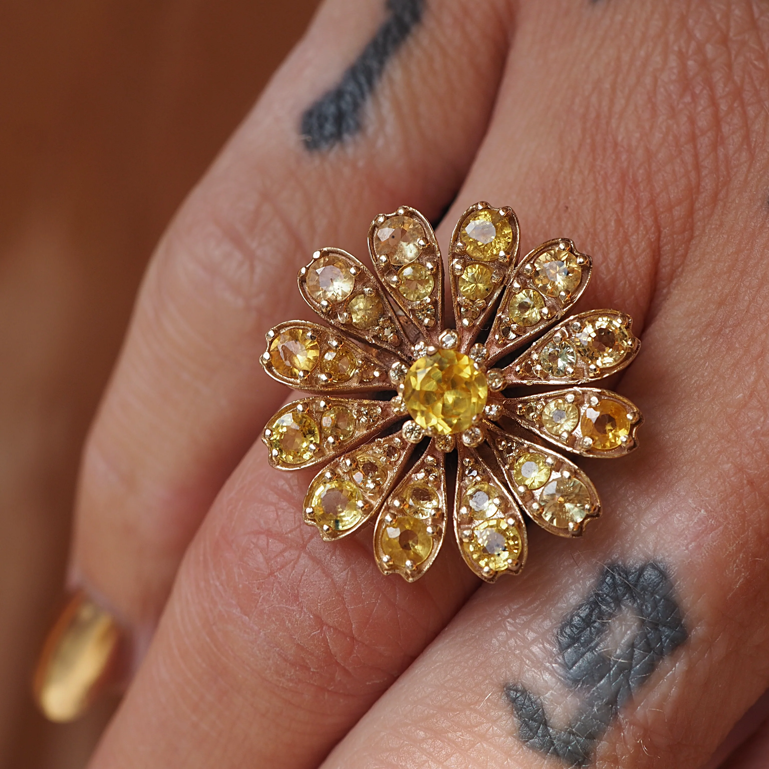 Yellow Sapphire Flower Ring - Image 2