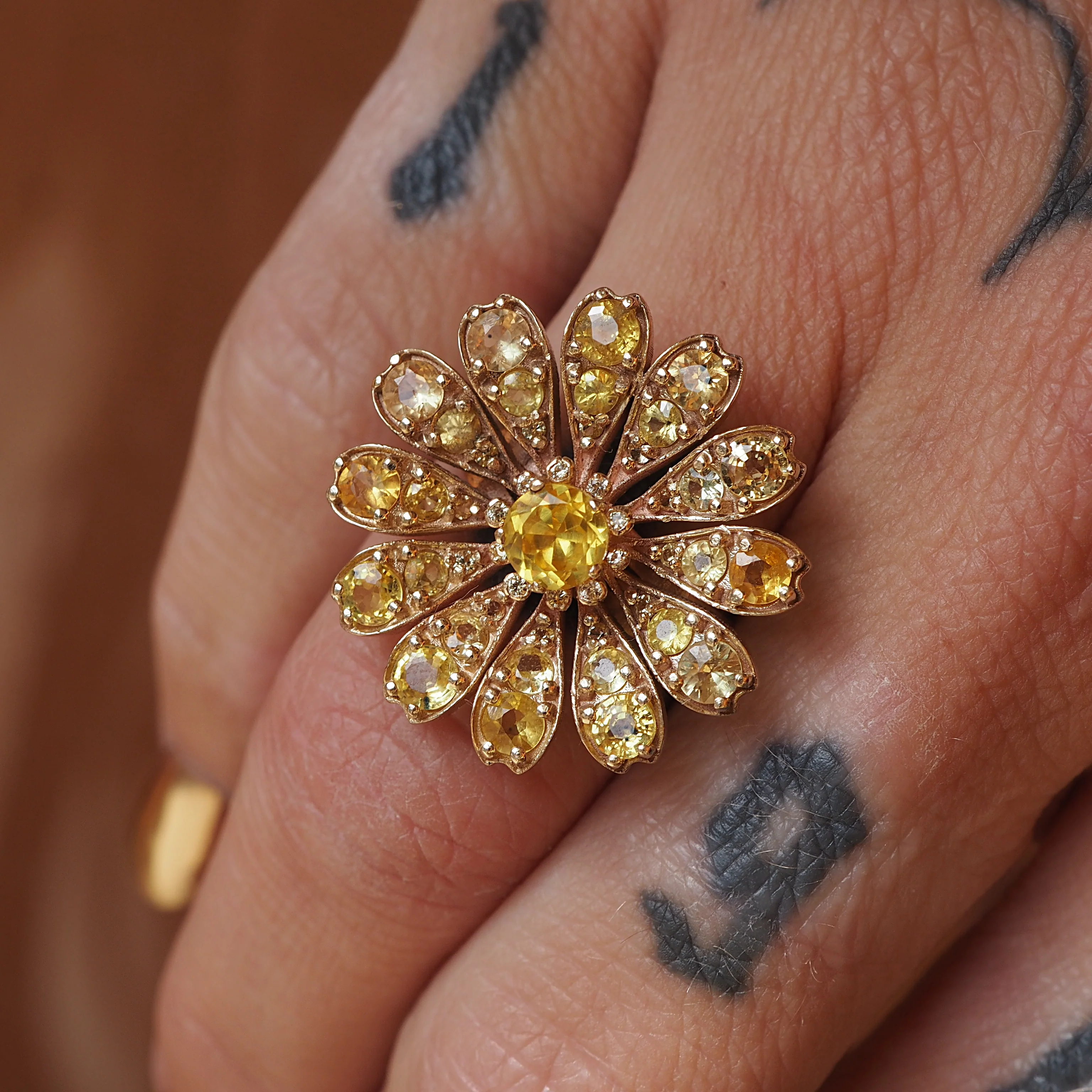 Yellow Sapphire Flower Ring - Image 4