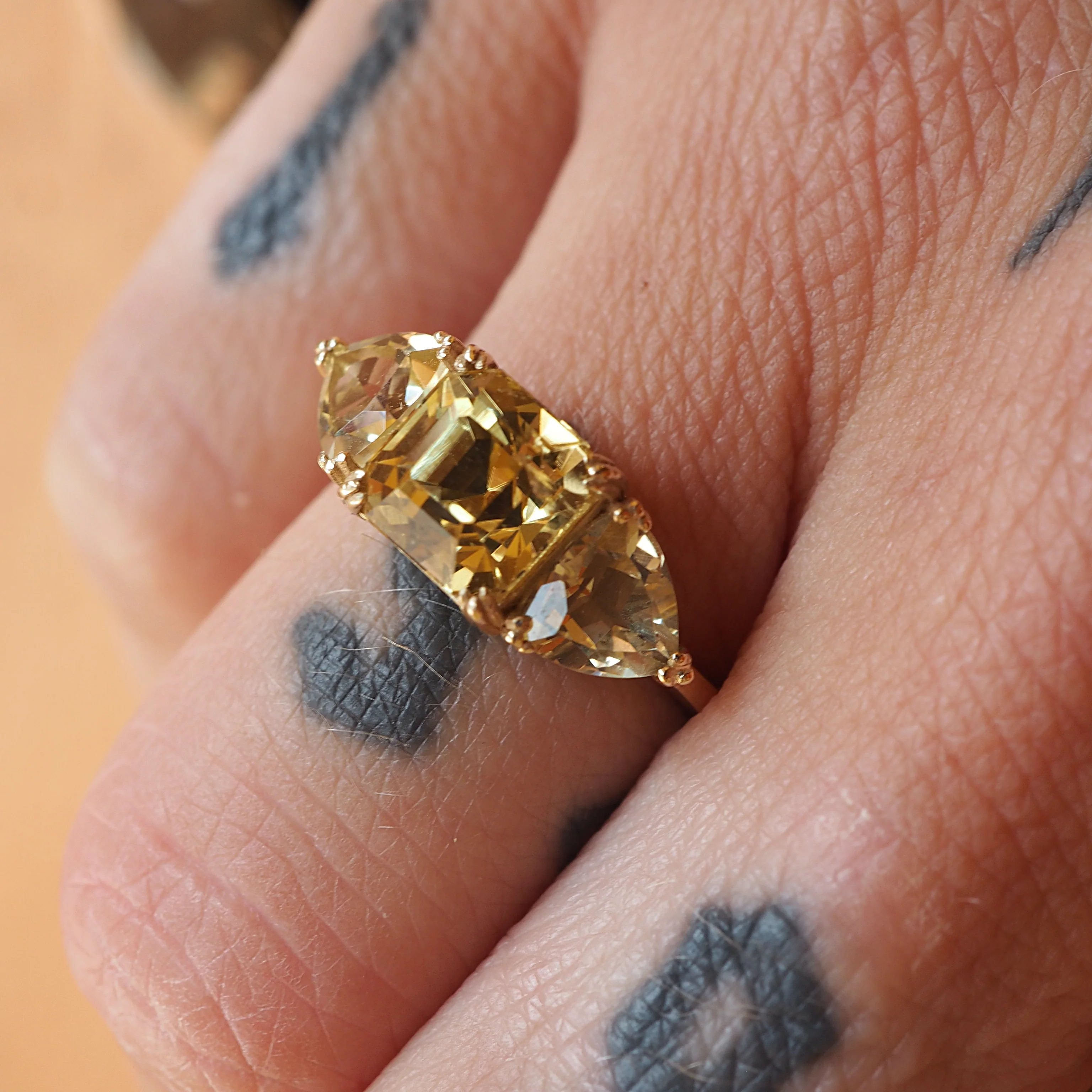 Yellow Tourmaline and Lemon Quartz Ring - Image 3