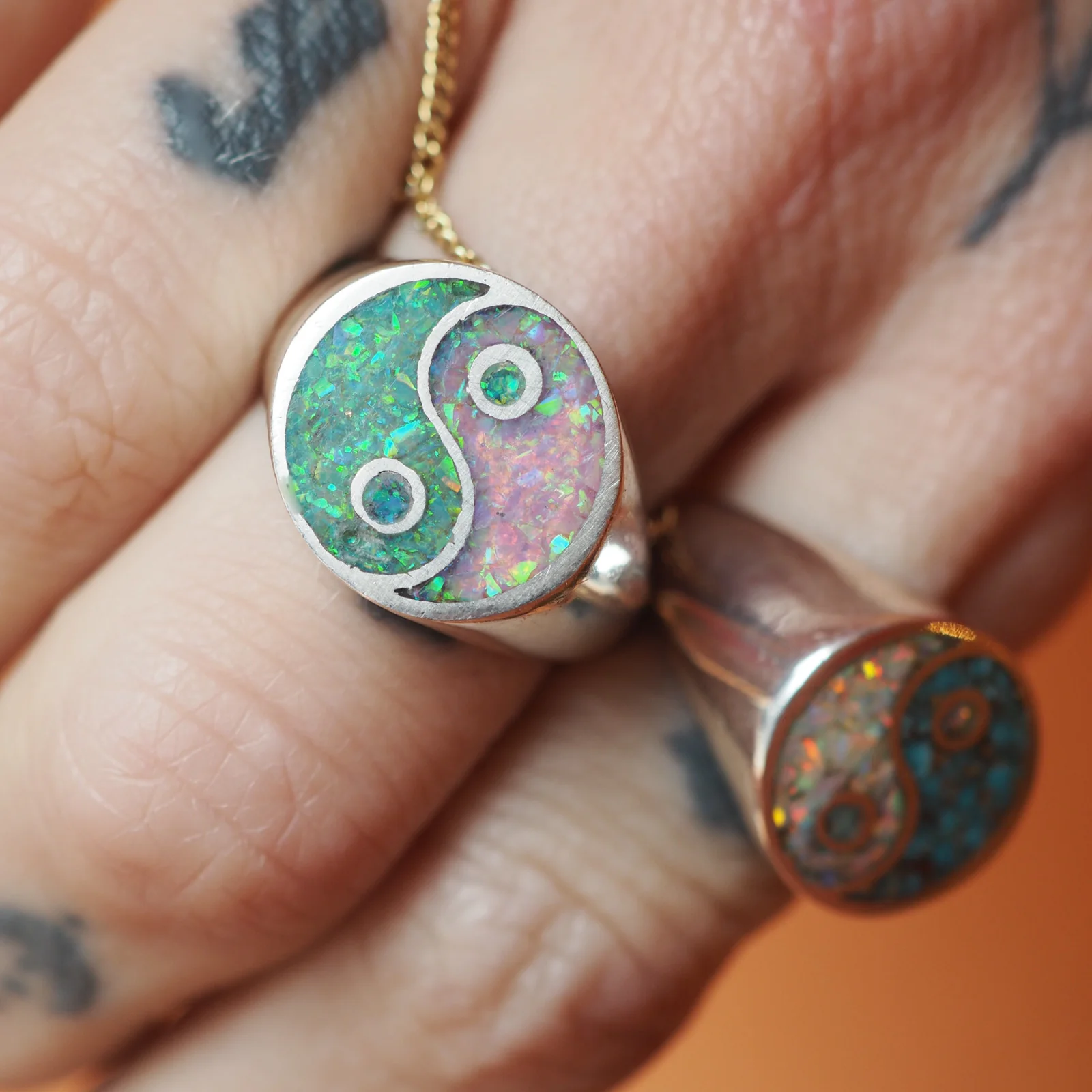 Yin Yang Opal Inlay Ring - Image 2